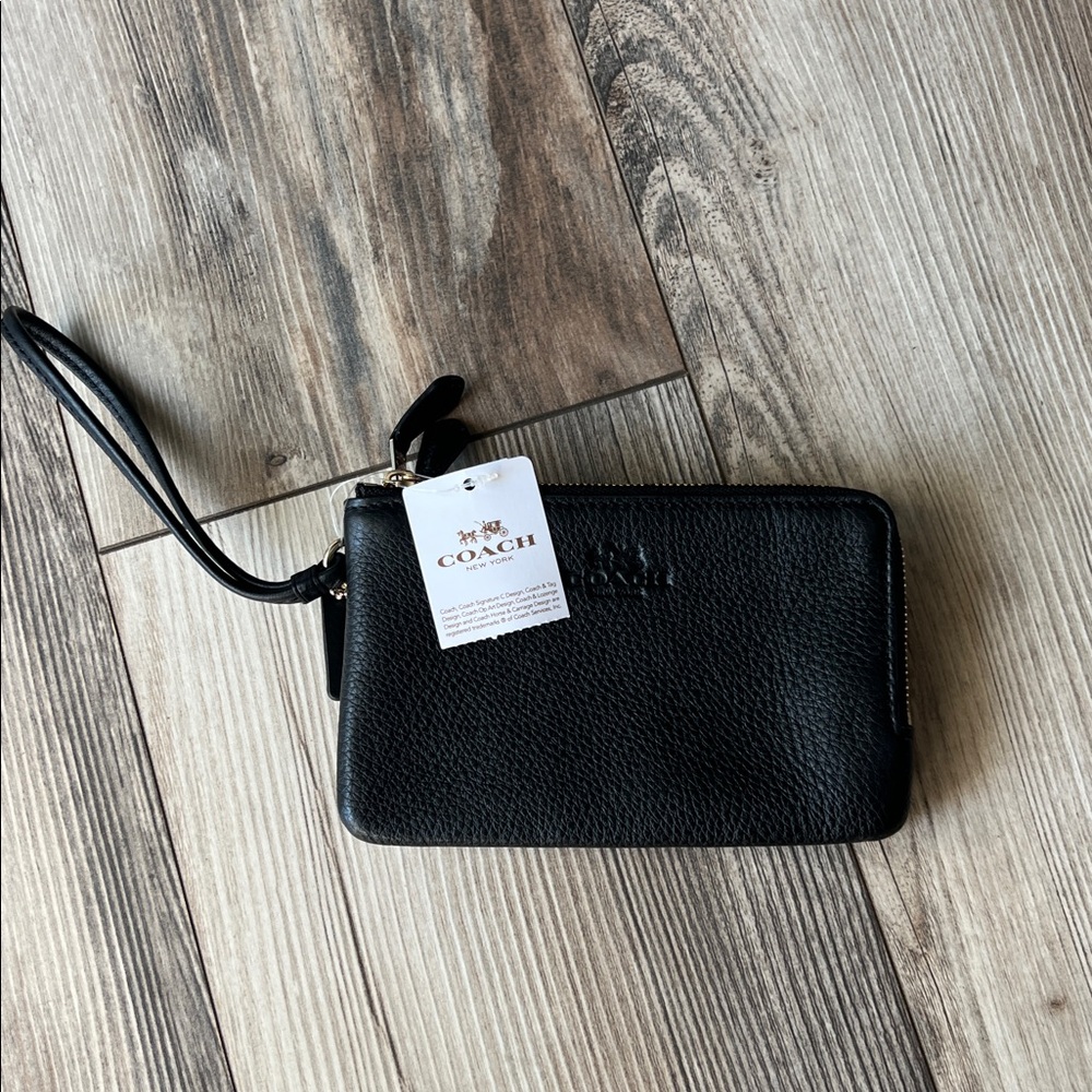 Coach Pebbled Leather Black Wristlet